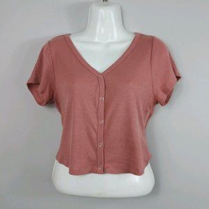 Live In The Moment Cropped Top Shirt Junior's Size Large